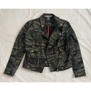 Nygard Metallic Camo Zipper Motorcycle Jacket Size Small Petite Coat